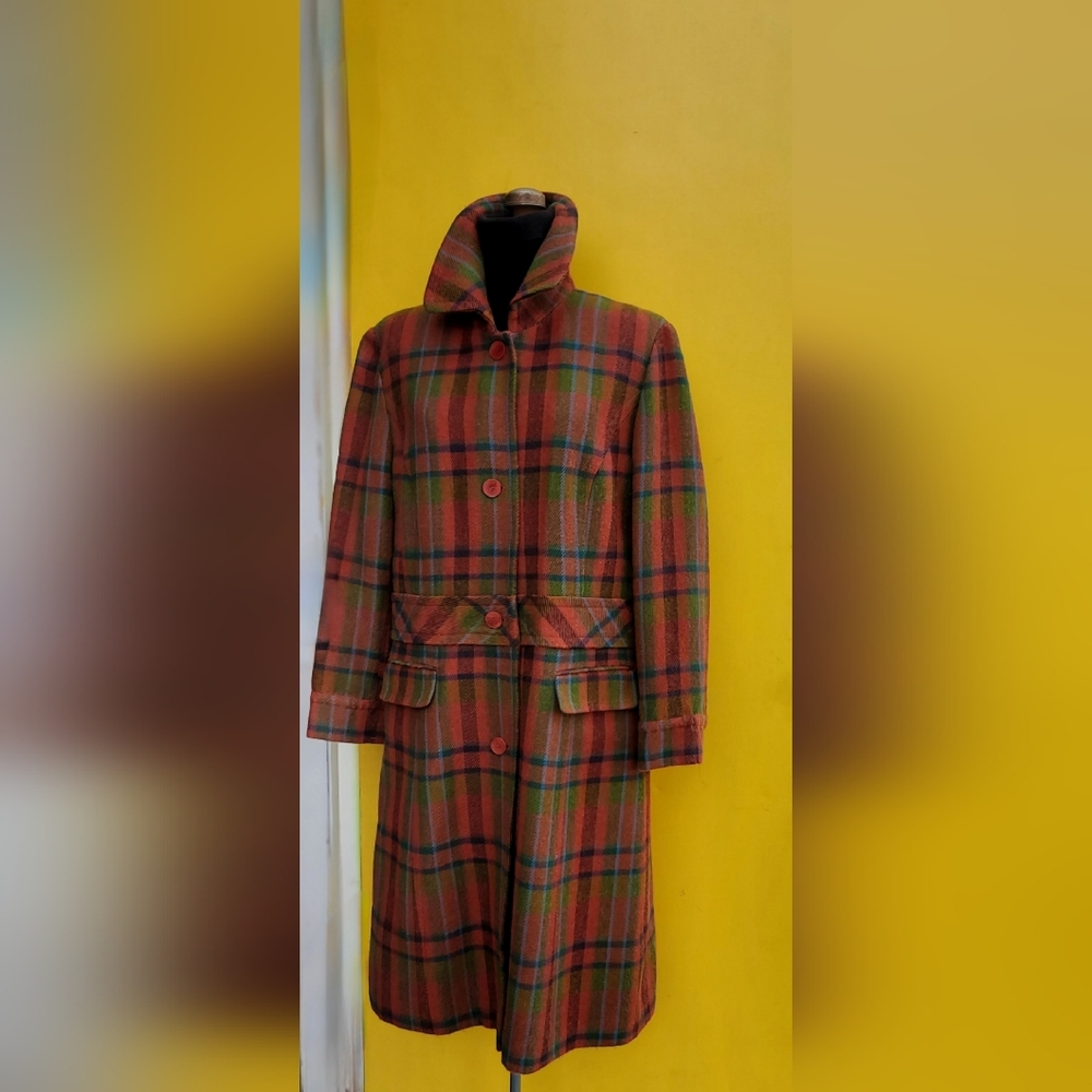 Halogen Unique Vintage Plaid Women's Long Coat XL - Picture 3 of 15
